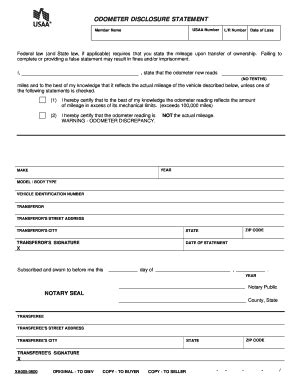 Odometer Disclosure Statement Complete With Ease Airslate Signnow