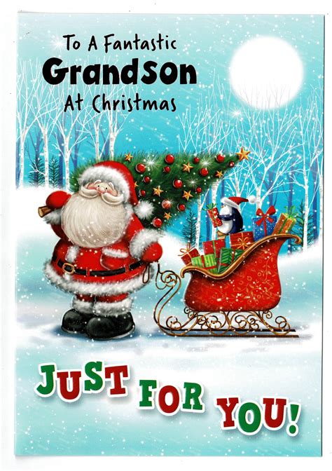 Grandson Christmas Card ~ Fantastic Grandson At Christmas ~ Father Christmas Design - With Love ...