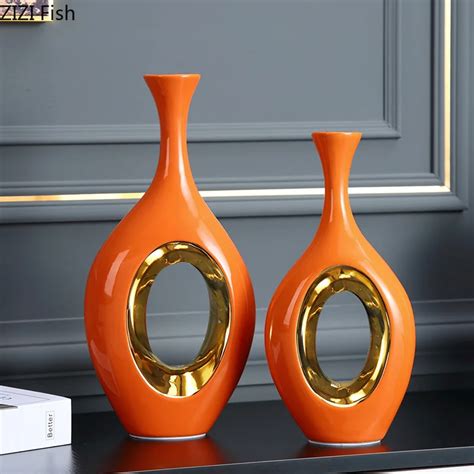 Moderne Luxus Orange Phnom Penh Keramik Vase Kreative Wohnzimmer