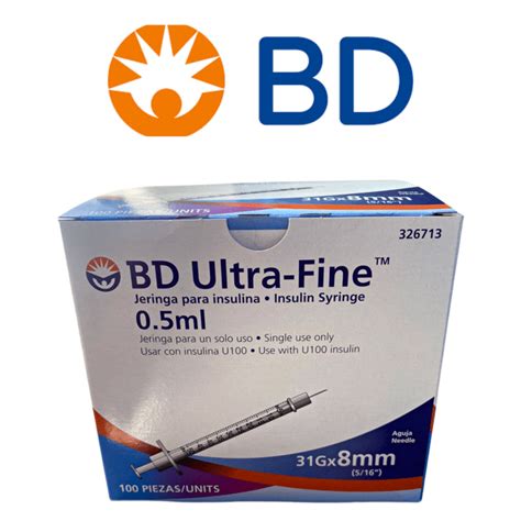 JERINGA PARA INSULINA 0 5ML 31G X 8MM BD ULTRA FINE CAJA CON 100 PIEZAS