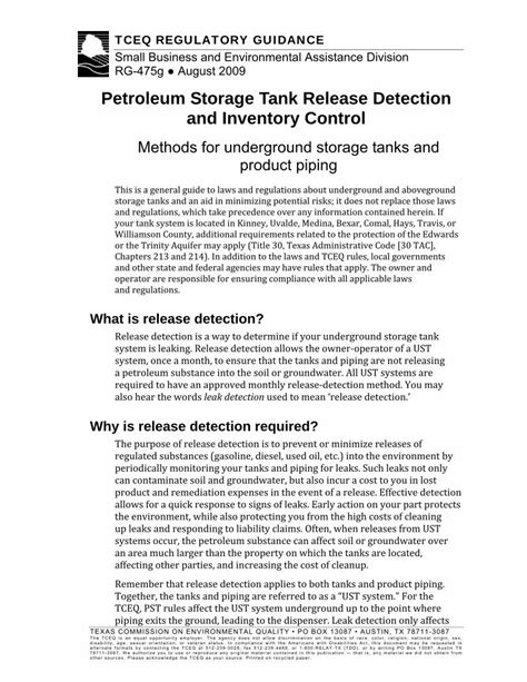 PDF Petroleum Storage Tank Release Detection And Inventory Testing