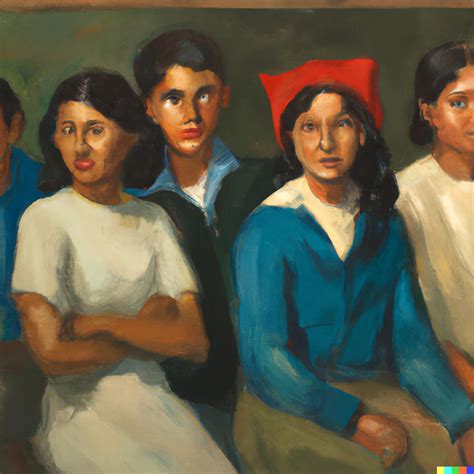 Dalle An Oil Painting Of A Group Of Teenagers In The S