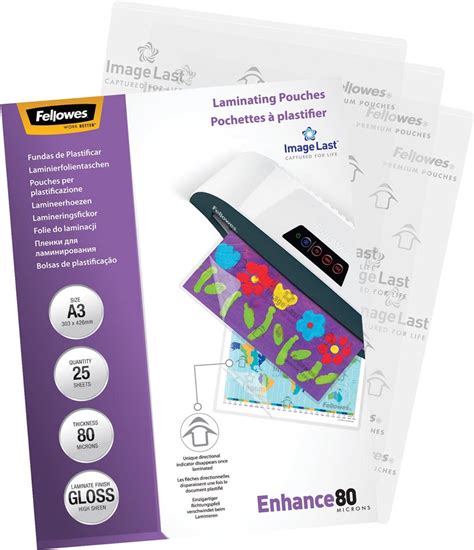 Fellowes Pochettes Plastifier Ft A Mm Microns X Microns