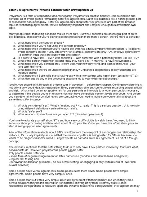 Safer Sex Agreements What To Consider When Drawing Them Up Pdf