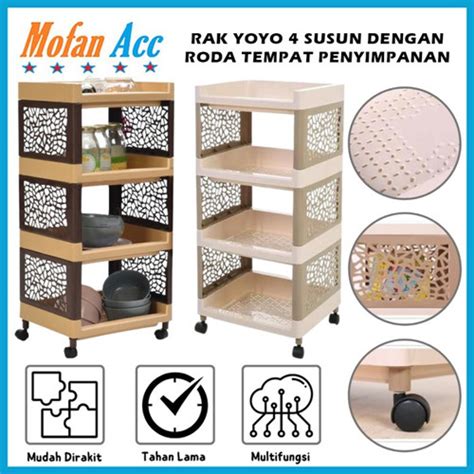 Jual Rak Plastik Yoyo Susun Dengan Roda Storage Rack Minimalis