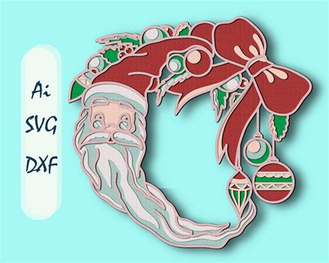 Santa Multilayer D Svg Santa D Mandala Christmas Paper Etsy