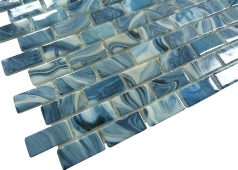 Subway Vogue Como Blue 1x2 Glossy Glass Tile Oasis Tile