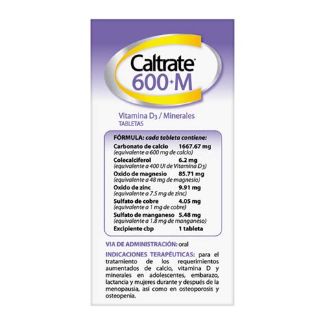 Caltrate Suplemento De Calcio 600 M 600mg 400 Ui Frasco Con 30