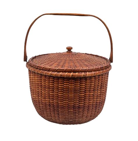 Antique Covered Nantucket Lightship Basket By Ad Williams Paul