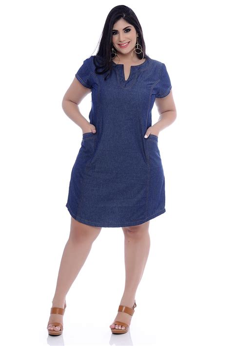 Vestido Jeans Plus Size Cosmel Vk Moda A Maior E Melhor Loja Online