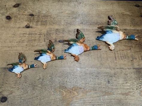 Set Of Beswick Vintage Flying Mallard Duck Wall Plaques Ebay