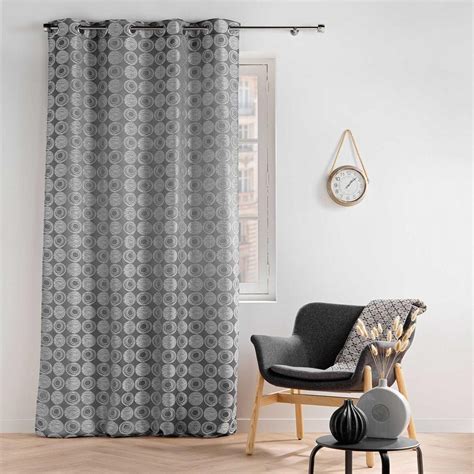 Rideau à Œillets Jacquard Caelia 140x260cm Gris