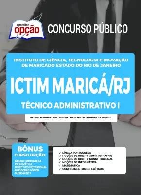 Apostila T Cnico Administrativo I Ictim Maric Rj Dicas De Estudo