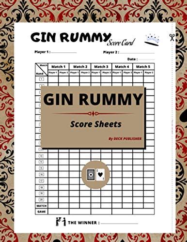 Gin Rummy Score Sheet Scorekeeping To Easily Keep Track Of All