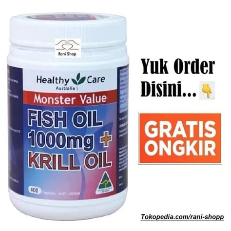 Free Ongkir Healthy Care Fish Oil 1000mg Krill Oil 400 Caps Minyak