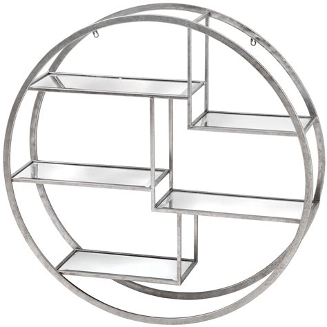 Large Circular Silver Wall Hanging Shelf Shelving Display