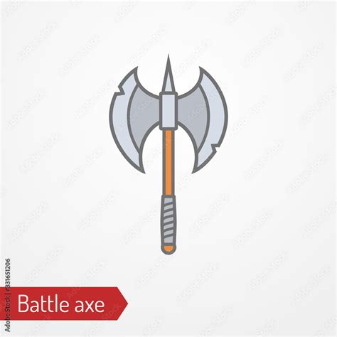 Abstract Iron Two Headed Battle Axe Isolated Icon In Flat Style