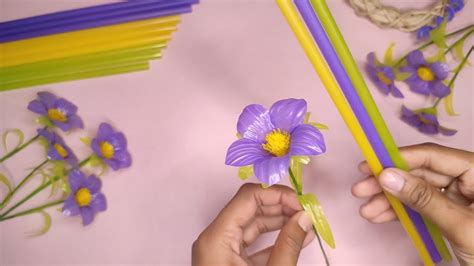 Diy Cara Membuat Bunga Dari Sedotan Straw Flower Tutorial