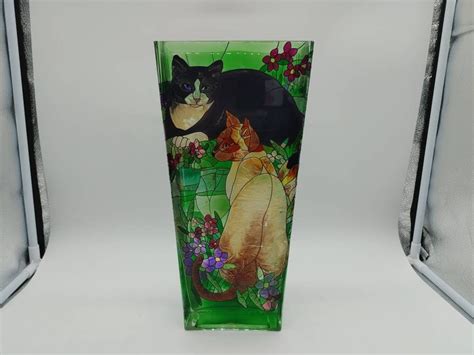 Joan Baker Designs Hand Painted Vase Stained Glass Etsy Canada