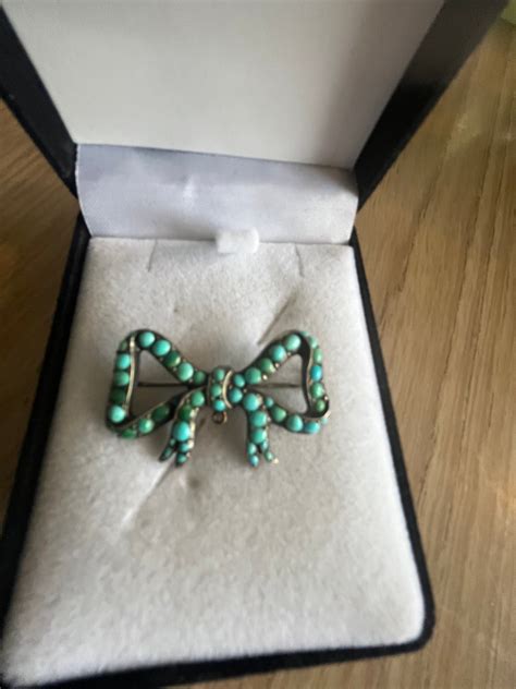 Antique Victorian Turquoise Bow Brooch Etsy