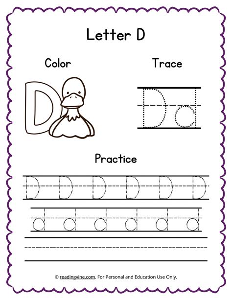 Color Trace And Write The Letter D Worksheet Image Readingvine