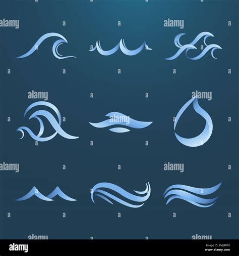 Ocean Wave Sticker Animated Water Clipart Blue Logo Element For