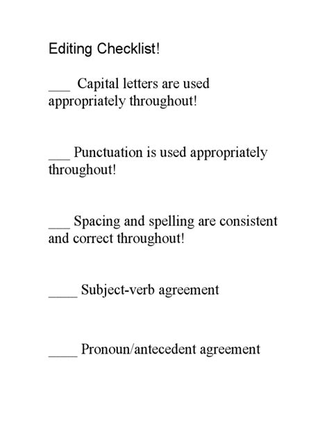 Editing Checklist | PDF