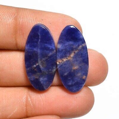 Cts Natural Sodalite Loose Gemstone Oval Cabochon Pair X X Mm