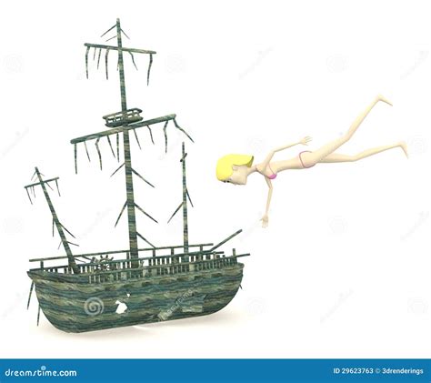 Cartoon Character With Shipwreck Stock Photos Image 29623763