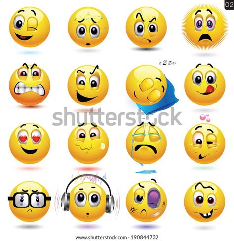 Vector Set Smiley Icons Different Face Stock Vector (Royalty Free ...