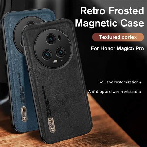 Funda De Cuero Con Soporte Magn Tico Esmerilado Retro Para Honor Magic5