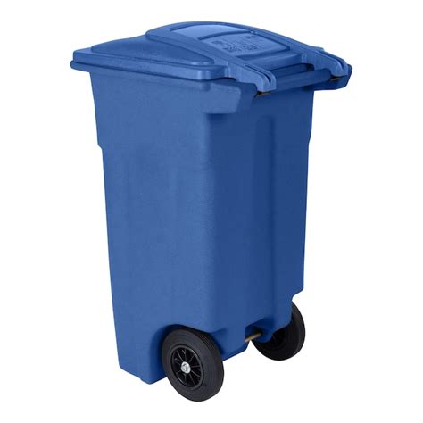 Toter 32 Gallon Bluerecycle Resin Wheeled Outdoor Hinged Lid Trash Can