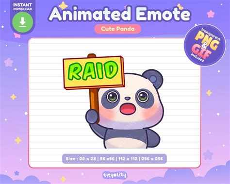 Cute Panda Animated Emote Raid Emote Kawaii Panda Emoji For Twitch