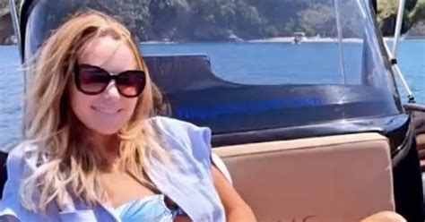 Amanda Holden Shows Off Washboard Abs As She Reclines On Yacht In Tiny Bikini Daily Star