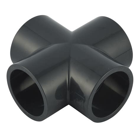 Irrigation DIN Pn16 Plastic PVC Pipe Fitting Gray Cross Tee PVC