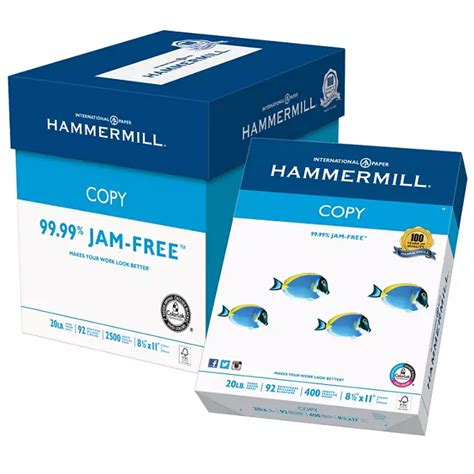 Hammermill Copy Paper 20lb 92 Bright 8 12 X 11 2400 Sheets