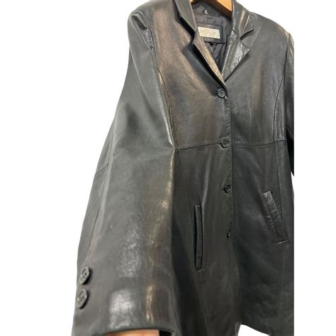 Jones New York Jones New York Leather Jacket Knee Long Coat Grailed