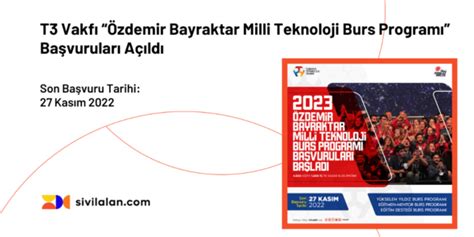 T3 Vakfı Özdemir Bayraktar Milli Teknoloji Burs Programı Başvuruları