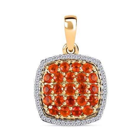 Salamanca Feueropal Anhänger 925 Silber vergoldet ca 1 16 ct SHOPLC