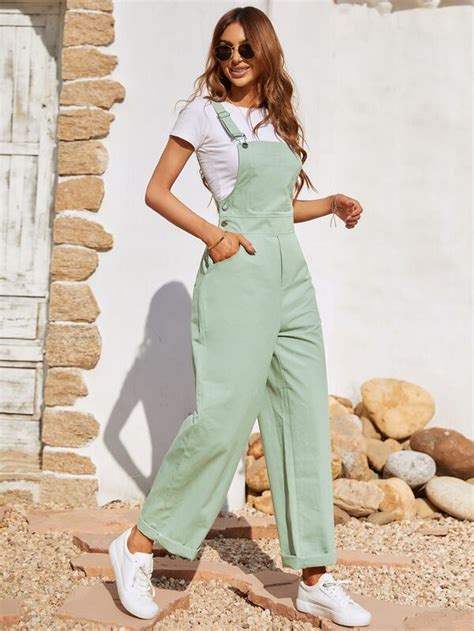 SHEIN Frenchy Jumpsuit Overol Con Bolsillo Oblicuo Sin Top Moda De