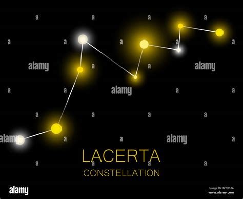 Lacerta Constellation Bright Yellow Stars In The Night Sky A Cluster