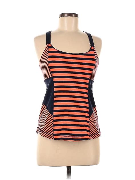 Lululemon Athletica Color Block Stripes Orange Active Tank Size 8 56