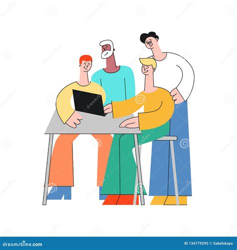 Coworking Communication Vector Illustration With Team Of People Working