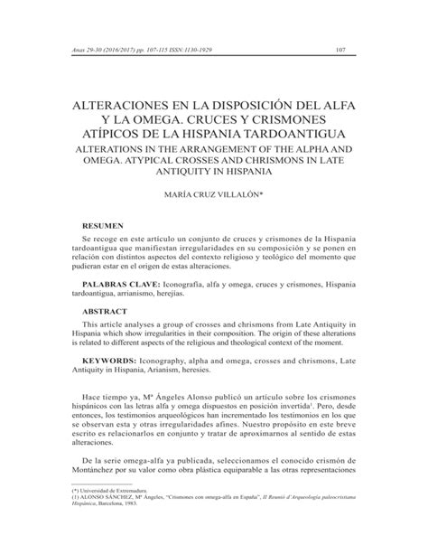 Alteraciones En La Disposición Del Alfa Y La Omega Cruces Y Crismones Atípicos De La Hispania