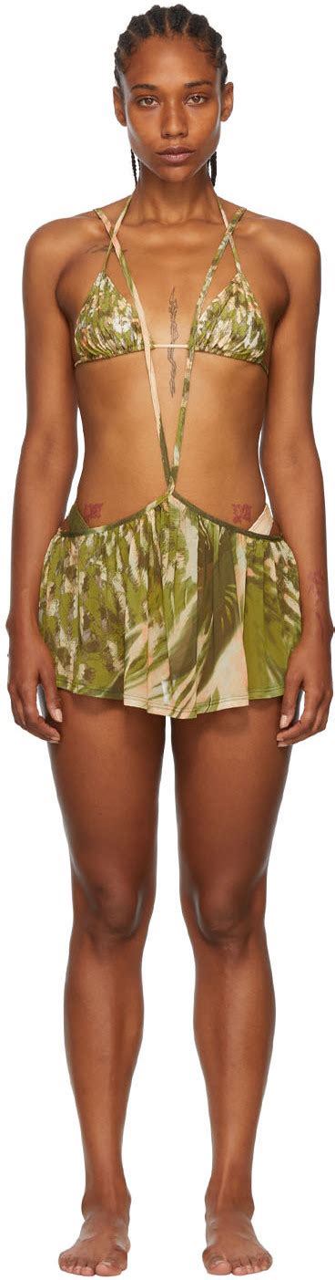 Collina Strada SSENSE Exclusive Khaki Recycled Nylon Bikini SSENSE