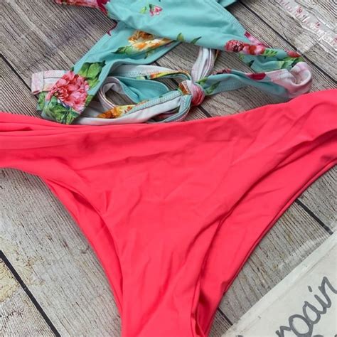 Swim Cutout Bikini Set Printed Criss Cross Tie Back Poshmark