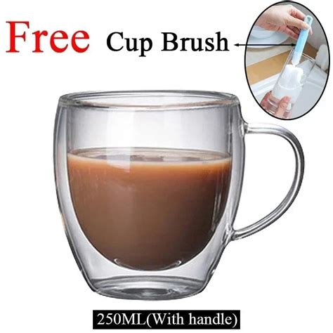 Double Wall High Borosilicate Glass Mug Heat Resistant Tea Milk Lemon