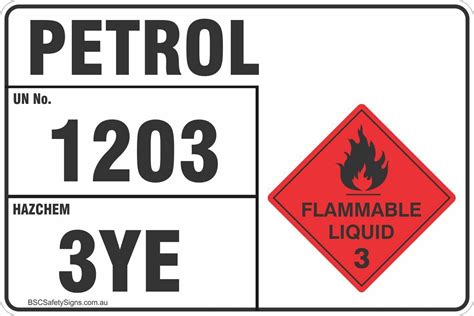 Petrol Un No Hazcehm Ye Flammable Liquid Safety Signs