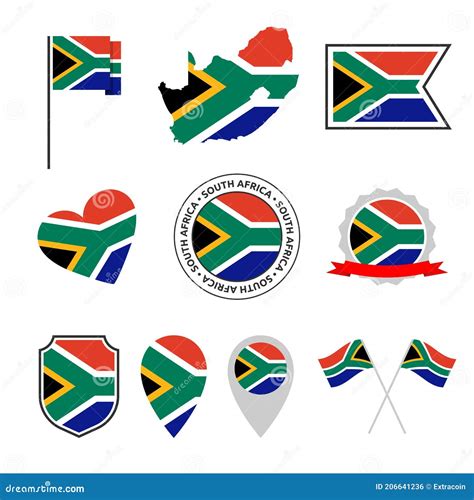 Zuid Afrika Pictogram Vlag Vlag Vlag Vlag Van De Republiek Zuid