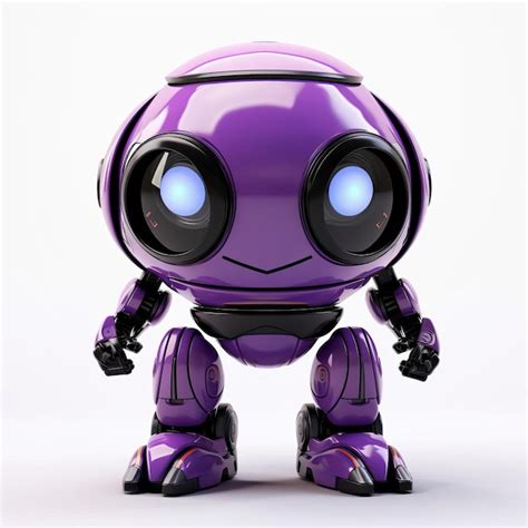 cute plum purple grid bot  precisionist style gadgetpunk robot